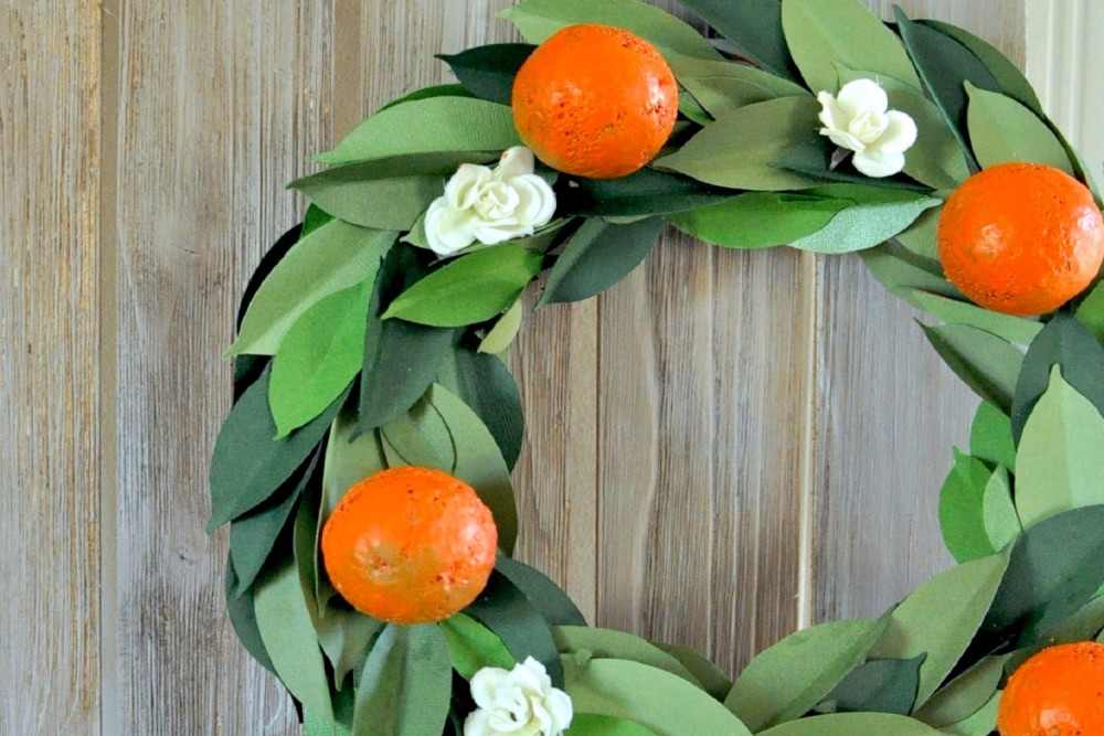 Faux Orange Wreath for Spring 