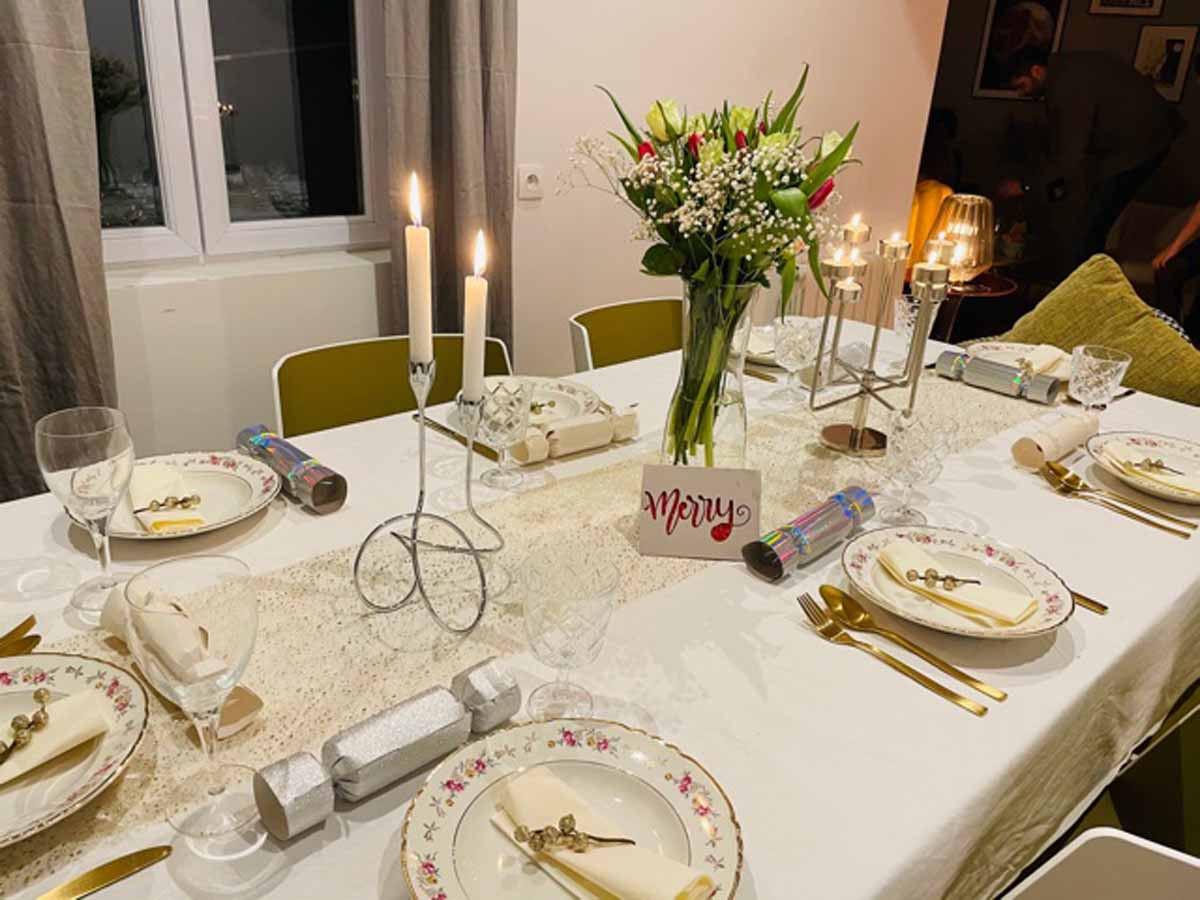 Amel Elwardi using Cricut to decorate table settings